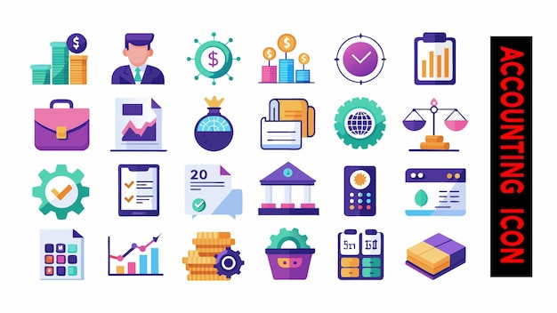 Conjunto de íconos de negocios y finanzas Vector de paquetes de ícones de negocios y financias