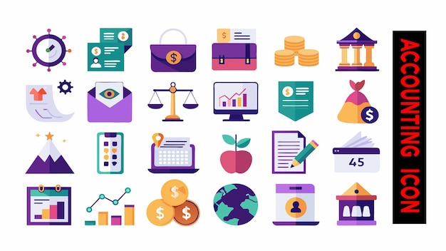 Conjunto de íconos de negocios y finanzas Vector de paquetes de ícones de negocios y financias