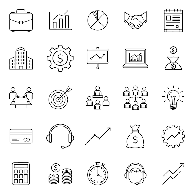 Conjunto de iconos de negocios y finanzas