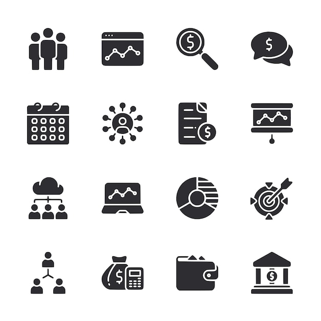 Conjunto de iconos de negocios y finanzas
