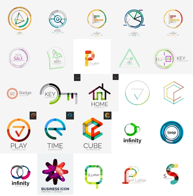 Conjunto de iconos de negocios geométricos de colección de logotipos