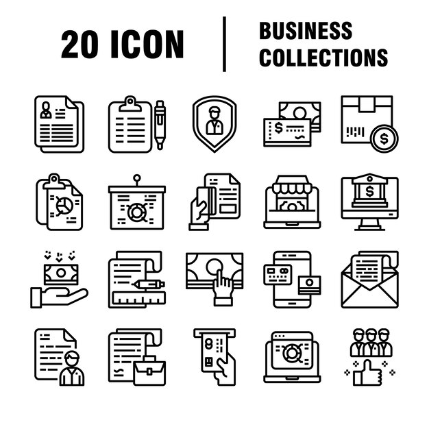 Conjunto de iconos de negocios. iconos para negocios, gestión, finanzas, estrategia, marketing.