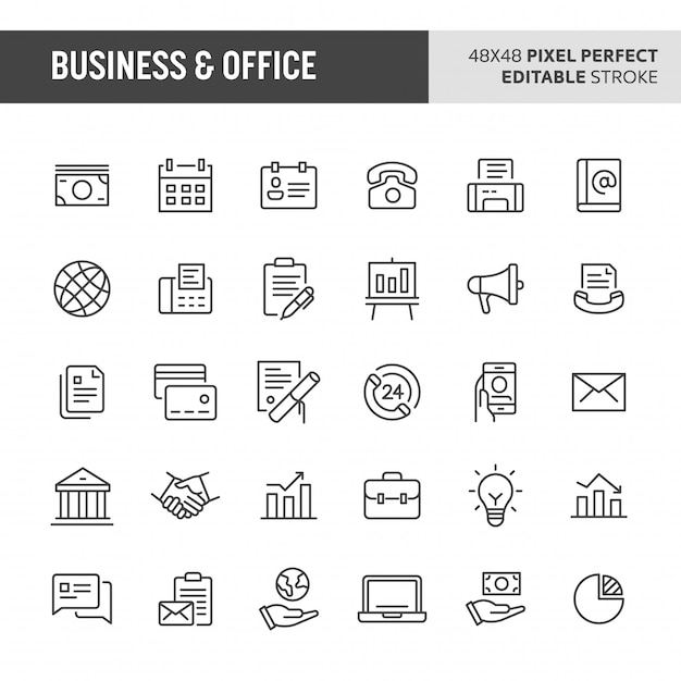 Conjunto de iconos de negocios y oficinas