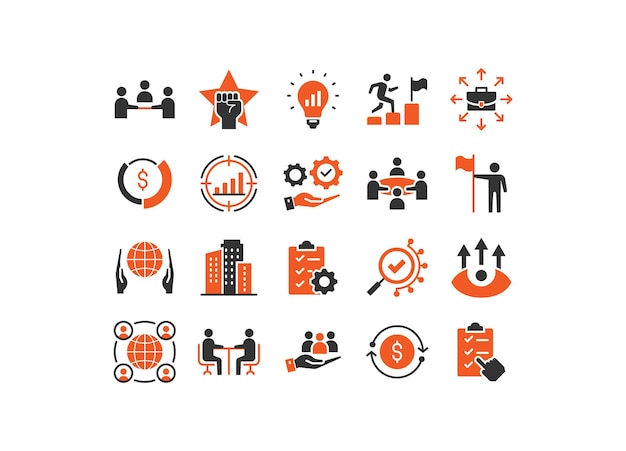 conjunto de iconos de negocios reunión equipo de trabajo