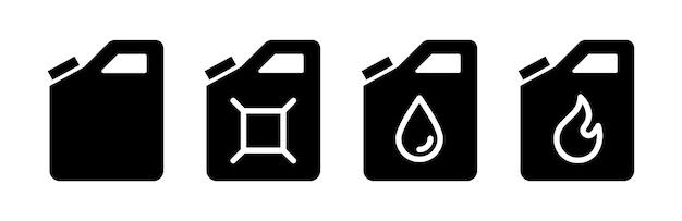 Conjunto de iconos negros de botellas de gasolina Símbolo de llenado del tanque de gasolina