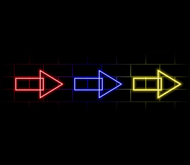 conjunto de iconos de neón red azul amarillo icono vectorial de neón