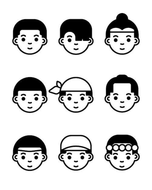 Conjunto de iconos de niño Icono de línea plana Iconos de avatar