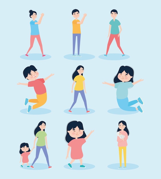 Conjunto de iconos de niños y personas