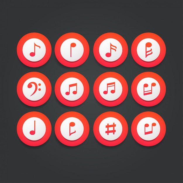 Conjunto de iconos notas musicales