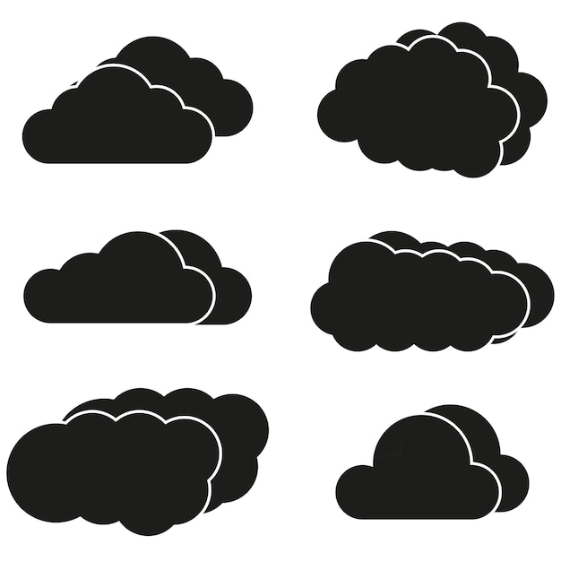 Conjunto de iconos de nube negra Ilustración vectorial EPS 10 Imagen de archivo