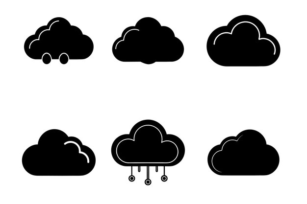 Conjunto de íconos de nubes simples con lluvia