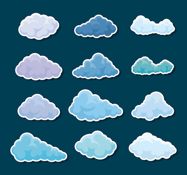 Conjunto de iconos de nubes