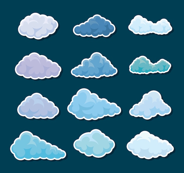 Conjunto de iconos de nubes