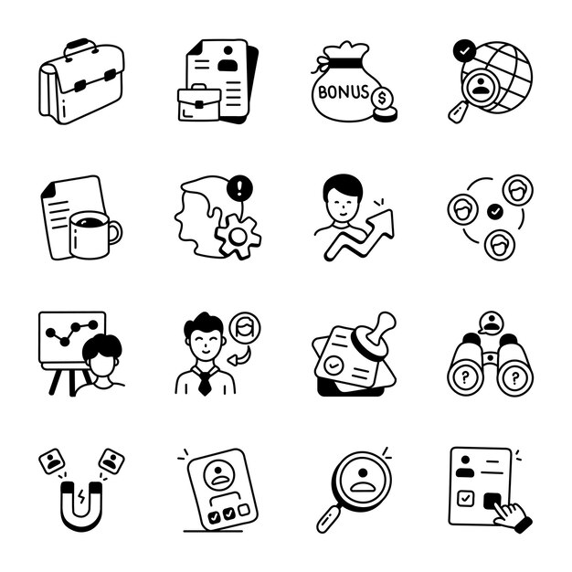 Un conjunto de iconos para un nuevo trabajo.