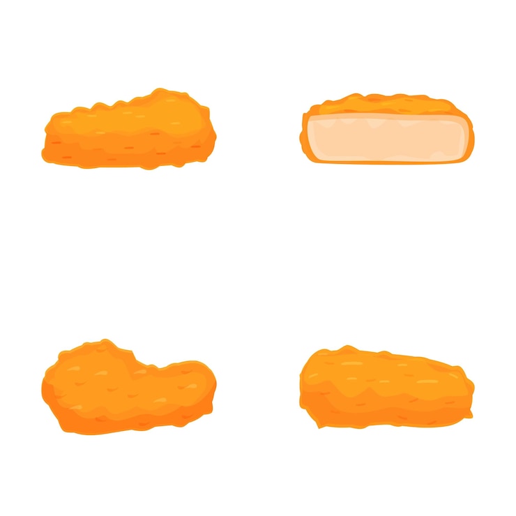 Vector conjunto de iconos de nugget de pollo vector de dibujos animados nugger de pollo frito y crujiente