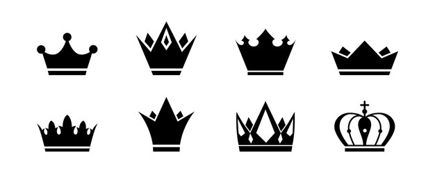 Conjunto de íconos o logotipos de corona vectorial