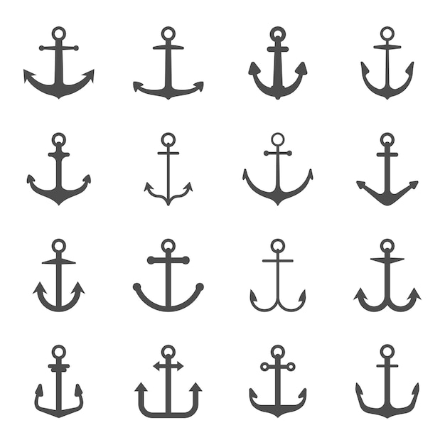 Conjunto de iconos o símbolos de anclaje vectorial
