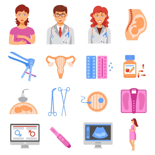 Conjunto de iconos de obstetricia