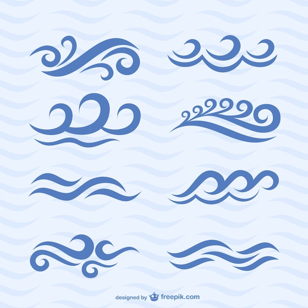 Vector conjunto de iconos de olas