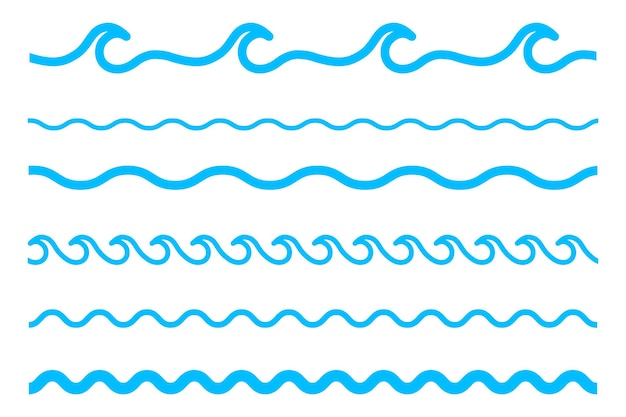 Conjunto de iconos de onda Colección de símbolo de línea de agua Ilustración vectorial