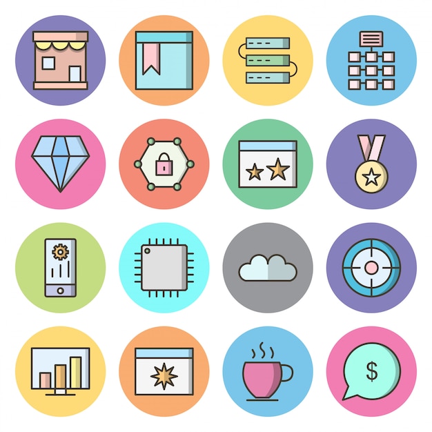 Conjunto de iconos de optimización de motores de búsqueda
