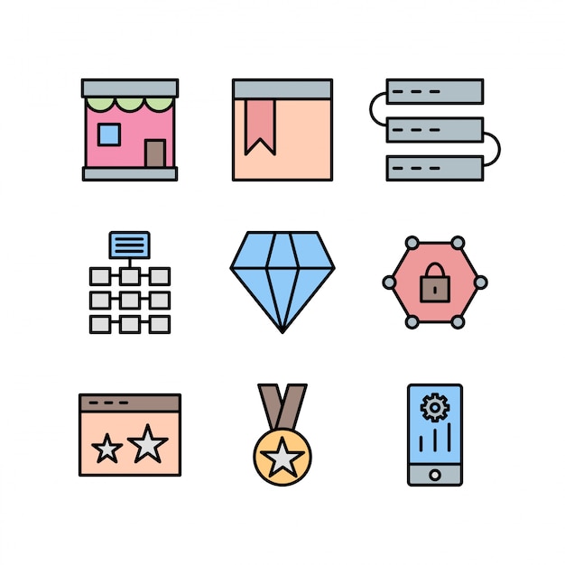 Conjunto de iconos de optimización de motores de búsqueda