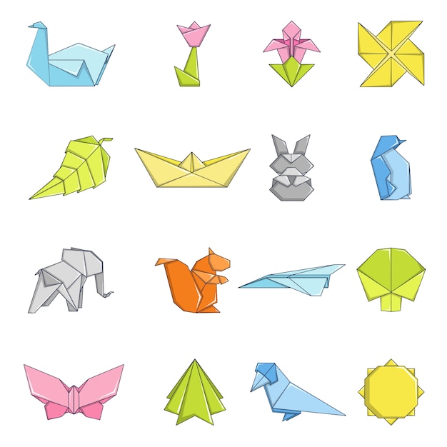 Vector conjunto de iconos de origami