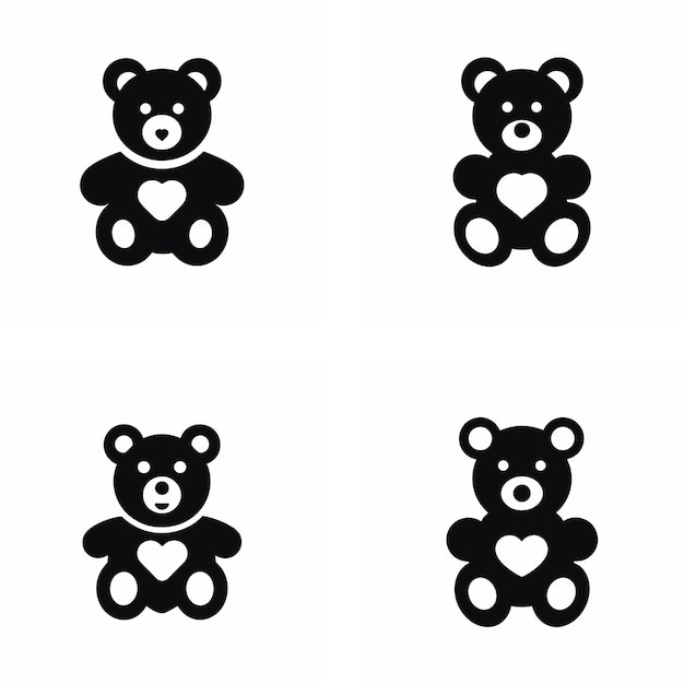 Conjunto de iconos de oso de peluche