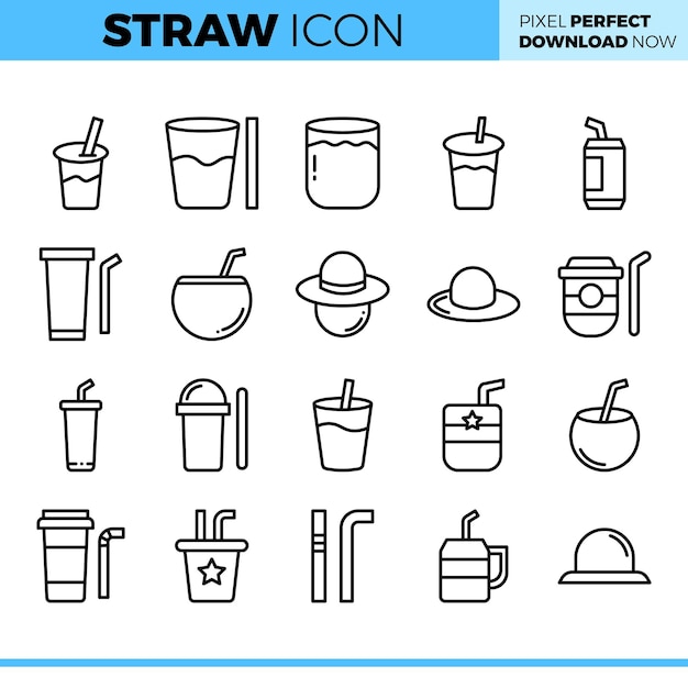 Conjunto de iconos de paja vectorial