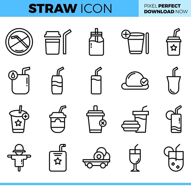 Conjunto de iconos de paja vectorial