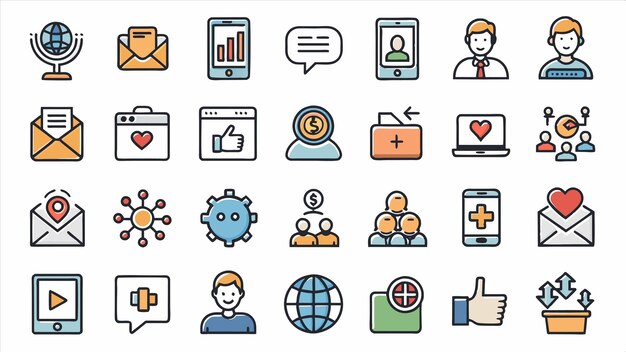 un conjunto de iconos con la palabra " red social " en la pantalla