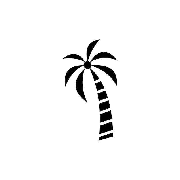 Conjunto de íconos de palma Plamtree Silueta de coco Símbolo vectorial en un estilo de relleno y contorno negro Seaside Serenity Sign