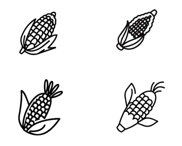 Conjunto de iconos de palomitas de maíz Ilustración vectorial en fondo blanco