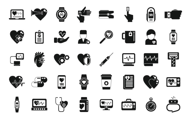 Conjunto de iconos palpitantes vector simple Ayuda abdomen