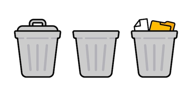 Conjunto de iconos de papelera vectorial