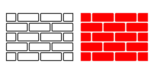 Conjunto de iconos de pared de ladrillo de silueta de contorno