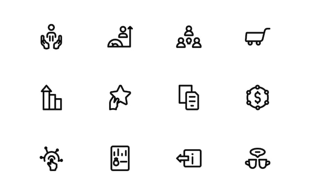 Conjunto de iconos de partes interesadas Ilustraciones vectoriales profesionales para asociaciones comerciales Inversores y relaciones corporativas