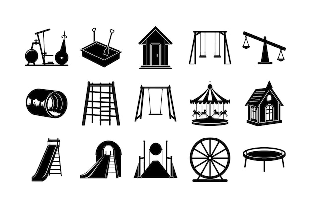 Conjunto de iconos para patios de recreo para niños