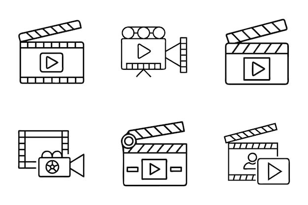 Conjunto de iconos de películas en vector creativo