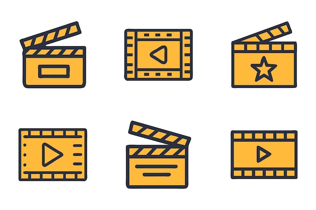 Conjunto de iconos de películas en vector creativo