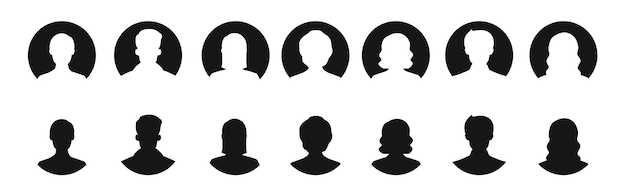 Conjunto de iconos de perfil de avatar que incluye hombres y mujeres. ilustración vectorial