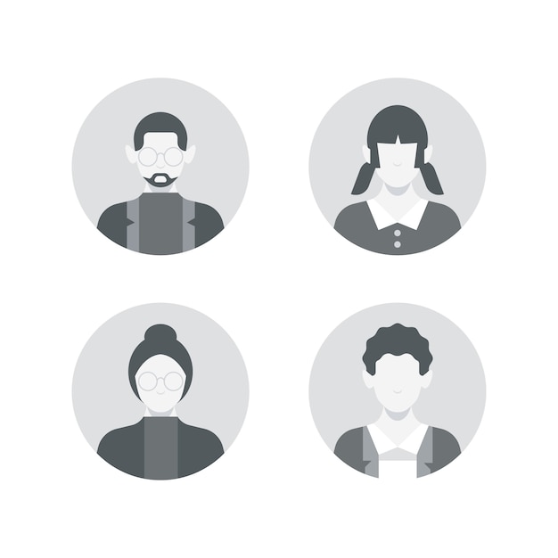 Vector conjunto de iconos de perfil de diseño plano