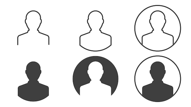 Conjunto de iconos de perfil de usuario aislados en fondo blanco