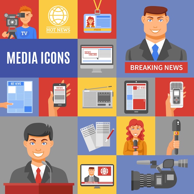 Vector conjunto de iconos de periodismo