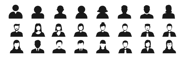 Conjunto de iconos de personas Contiene grupo familia equipo humano comunidad amigos personas personajes varios iconos de línea facial de mujer y hombre