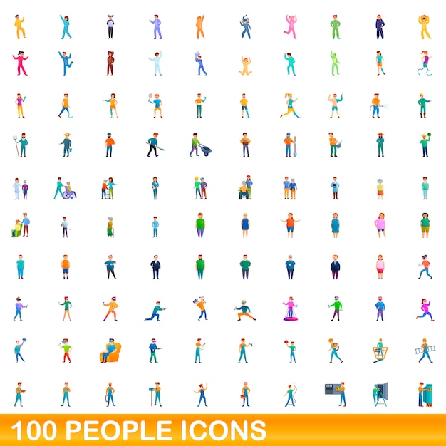 Conjunto de iconos de personas, estilo de dibujos animados