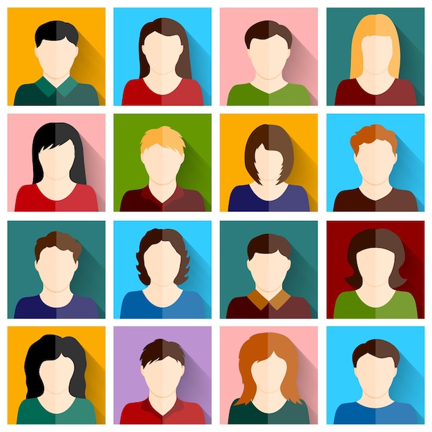 Vector conjunto de iconos de personas de fondo vectorial