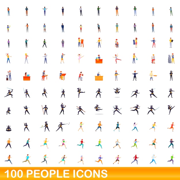 conjunto de iconos de personas. Ilustración de dibujos animados de iconos de personas en fondo blanco