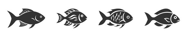 Conjunto de iconos de pescado Ilustración vectorial