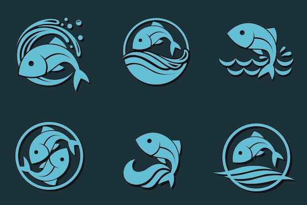 Conjunto de iconos de pescado